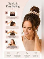 AETHERA Luxe: Satin Hair Scrunchies Set of 6 - Neutral Palette for Daily Elegance - close-up