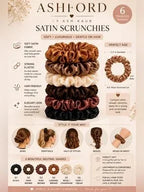AETHERA Luxe: Satin Hair Scrunchies Set of 6 - Neutral Palette for Daily Elegance - label