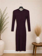 Catherine Malandrino Plum Ribbed Knit Midi Dress Medium - View 2