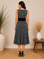Perceptions Petite Brown Print Sleeveless Midi Dress - 14P - View 2
