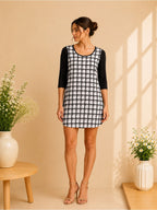 Style & Co Black & White Plaid Layered Tunic Top Size Large
