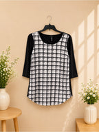 Style & Co Black & White Plaid Layered Tunic Top Size Large - View 2