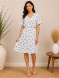 Sienna Sky White Blue Floral Mini Dress - Small