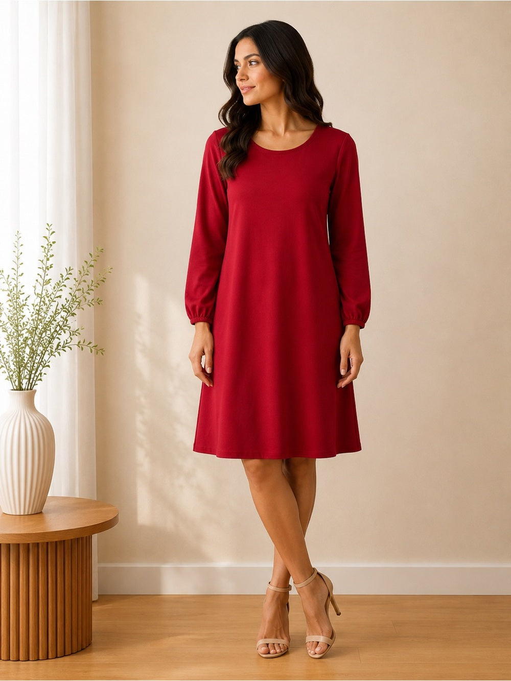 PrettyGarden Red Long Sleeve Tie Back Dress - Large