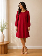 PrettyGarden Red Long Sleeve Tie Back Dress - Large