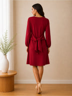 PrettyGarden Red Long Sleeve Tie Back Dress - Large - View 2