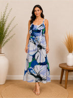 Sophisticates by Jonathan Martin Blue Floral Maxi Dress - Size 18