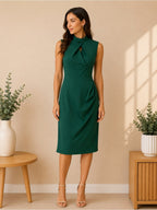 Emerald Green Sleeveless Midi Dress Size Large