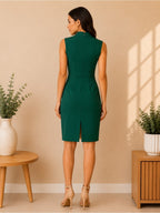 Emerald Green Sleeveless Midi Dress Size Large - View 2