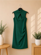 Emerald Green Sleeveless Midi Dress Size Large - View 3