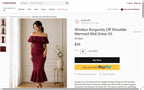 Windsor Burgundy Off-Shoulder Mermaid Midi Dress - Size XS - back view